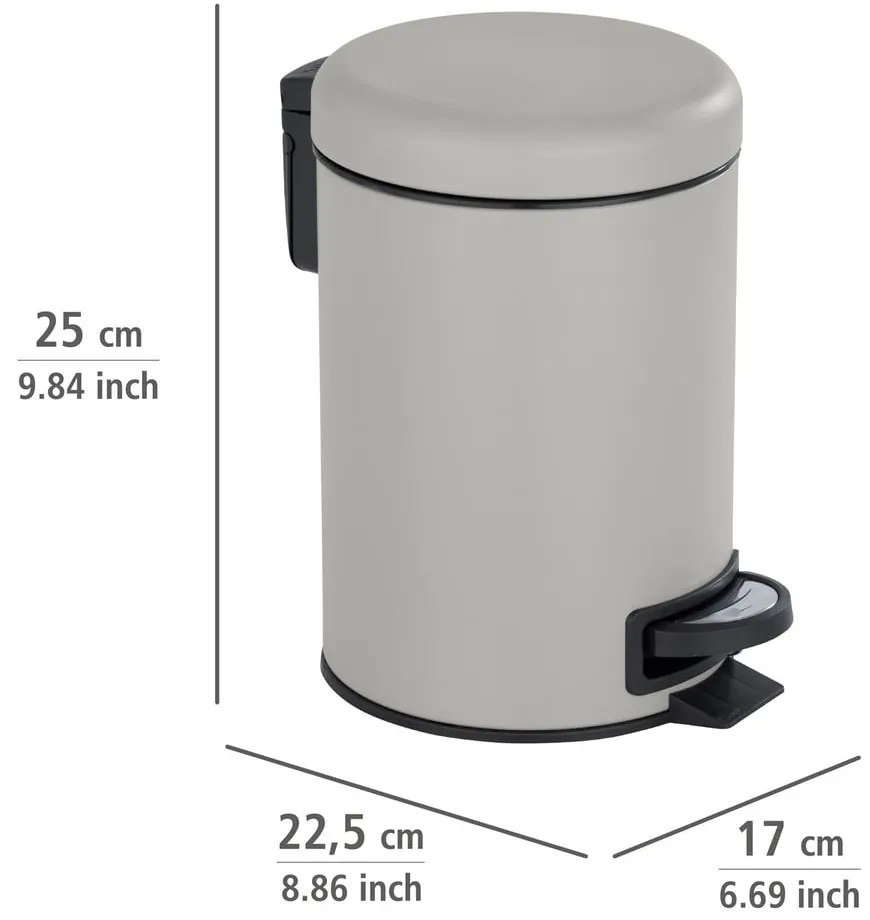 Cestino a pedale grigio , 3 l Leman - Wenko