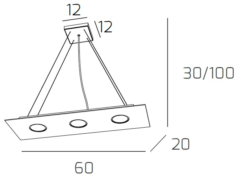 Sospensione Moderna Rettangolare Area Metallo Bianco Metallo 3 Luci Gx53