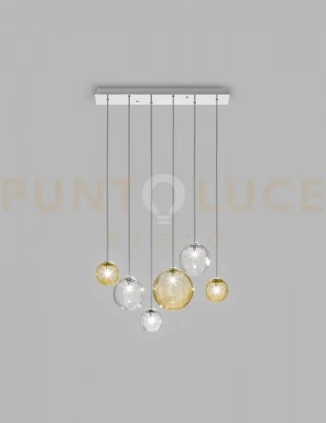 Puppet sospensione l6 multicolore 2 cromo lucido 6 luci attacco g9