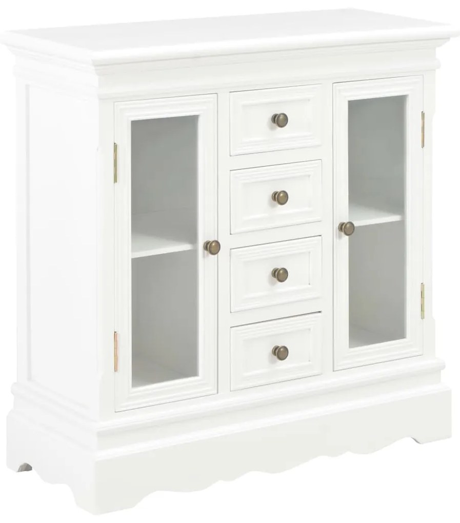 Credenza Bianca 70x28x70 Cm İn Legno Massello Di Pino /