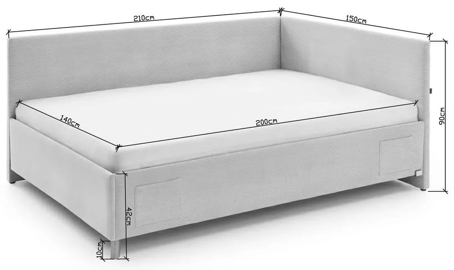 Letto da bambini con sponde color antracite imbottito rete non inclusa 140x200 cm Cool – Meise Möbel