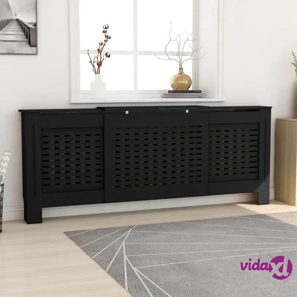 vidaXL Copertura per Radiatore Nera in MDF 205 cm