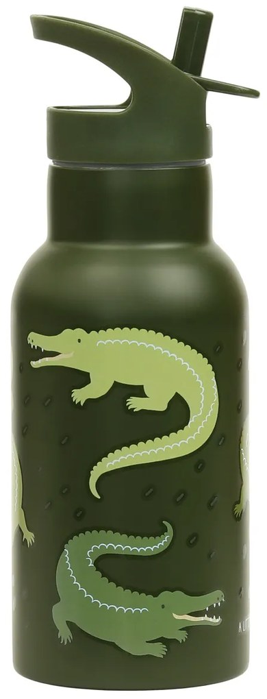 A Little Lovely Company - borraccia in acciaio inox, 350 ml - coccodrillo