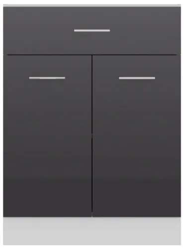 Armadio con Cassetto Grigio Lucido 60x46x81,5 cm in Truciolato