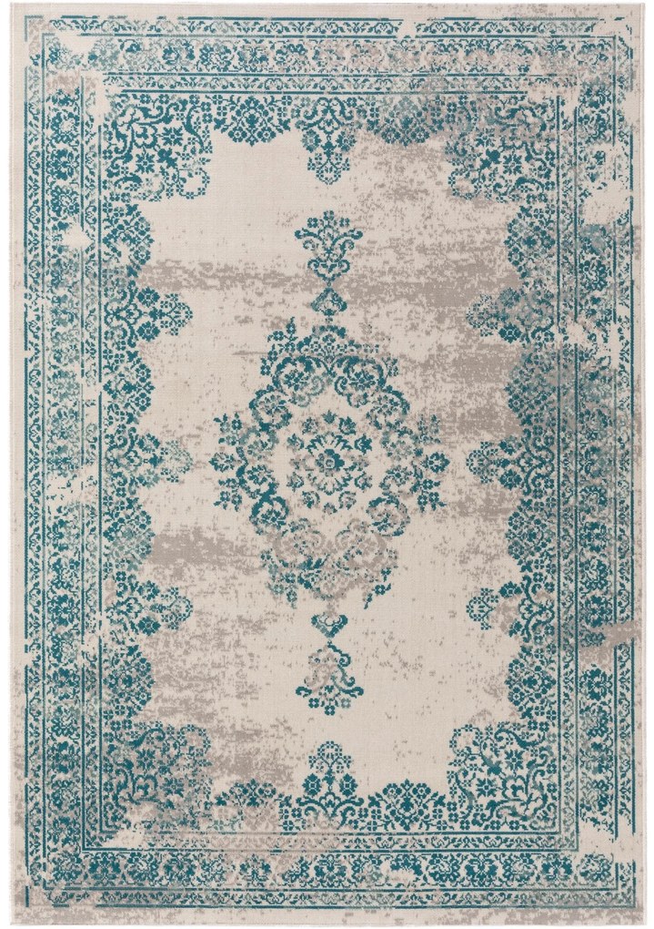 benuta Nest Tappeto per interno ed esterno Antique Beige/Turchese 120x170 cm - Tappeto outdoor per balcone, terrazzo e giardino