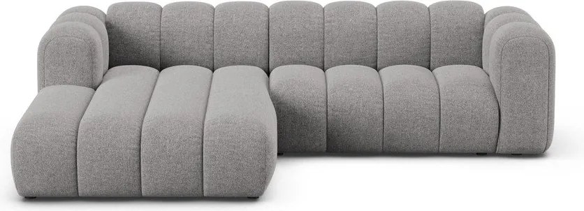 Divano angolare grigio (con penisola a sinistra/con chaise lounge) con rivestimento in ciniglia Lupine – Micadoni