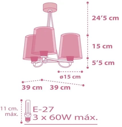 Dalber 81177S - Lampadario per bambini DREAM FLOWERS 3xE27/60W/230V