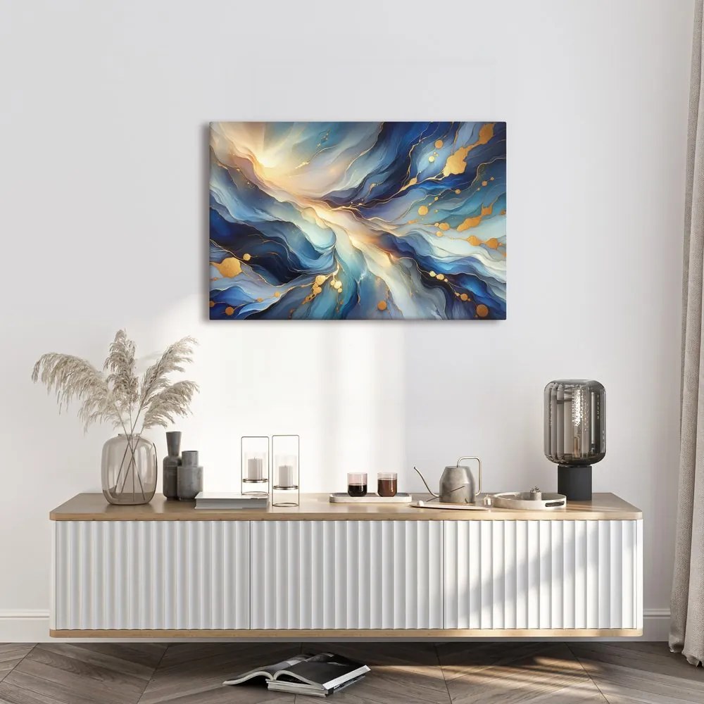 Quadro su tela – Flusso di luce blu e oro