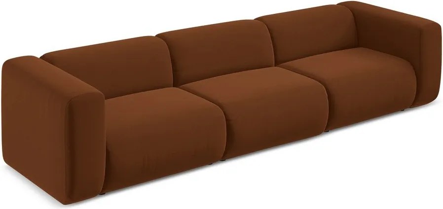 Divano arancione/marrone con rivestimento in velluto 319 cm Ekahi – Makamii