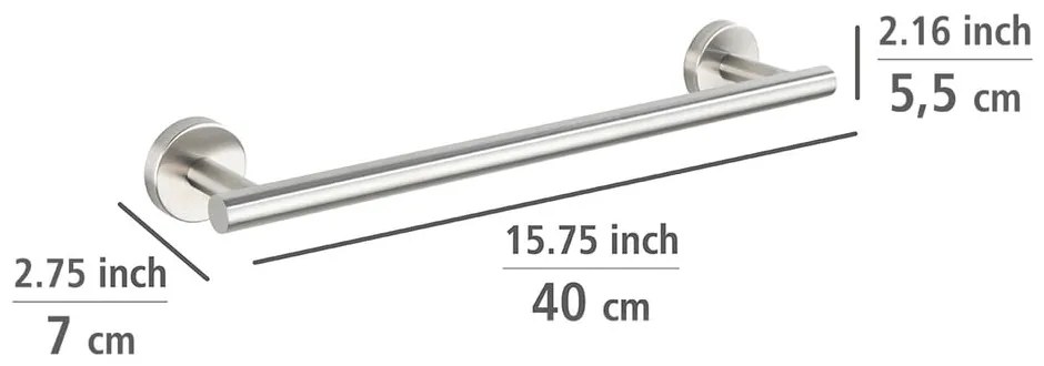 Portasciugamani a parete in acciaio inox in argento opaco Bosio - Wenko