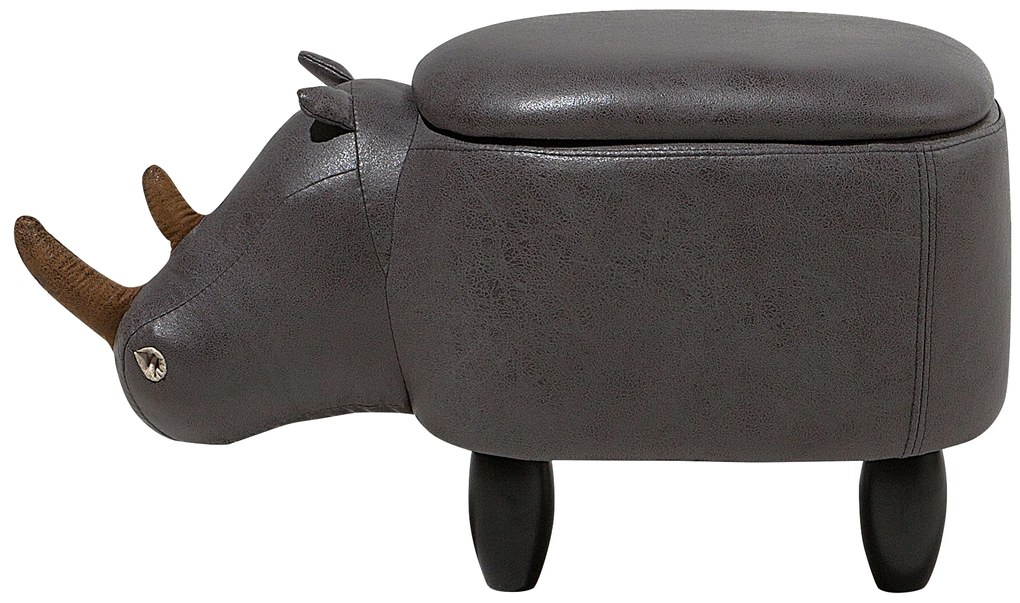 Pouf in tessuto similpelle grigio scuro RHINO Beliani