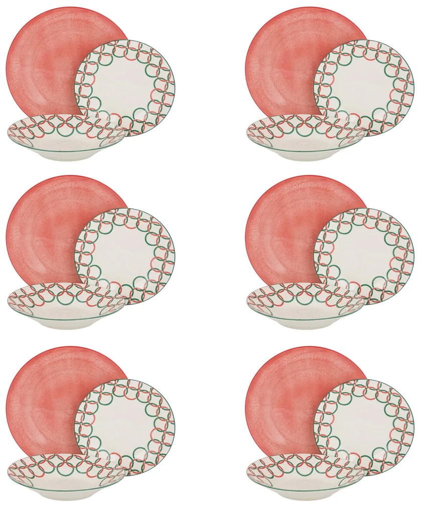 Servizio 18 piatti porcellana rosa Coralia