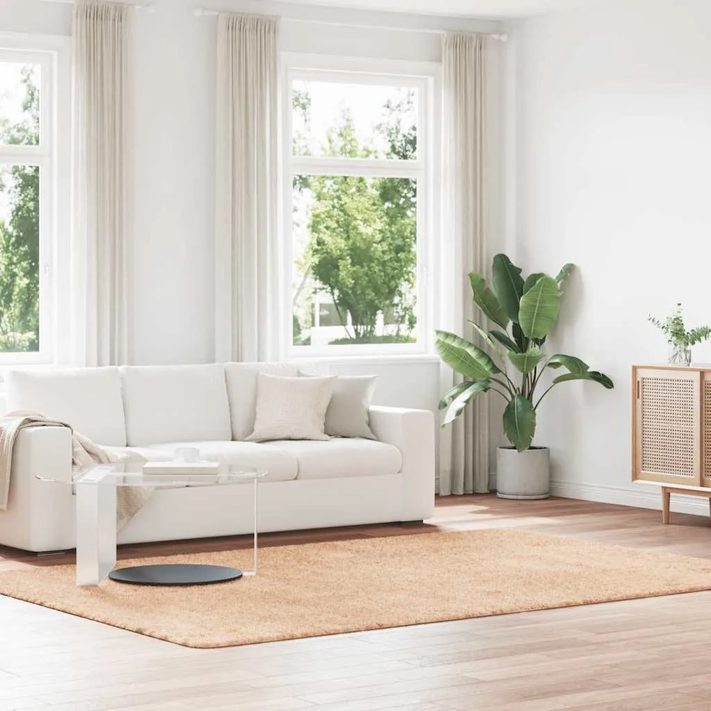 Tappeto Shaggy A Pelo Lungo Navarra Beige 200x290 Cm Poliestere /