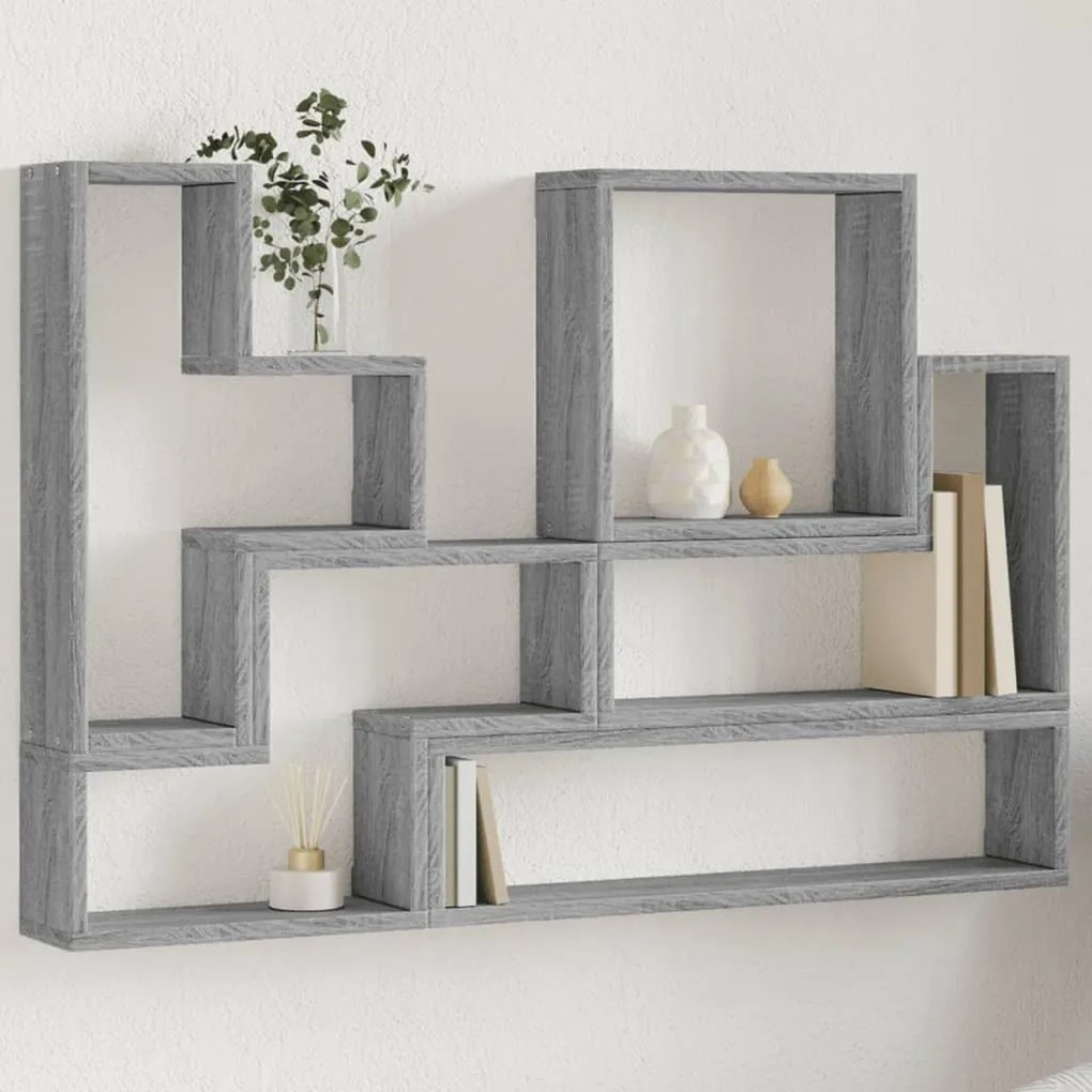 Mensola a muro grigio sonoma 96x12x64 cm in legno multistrato