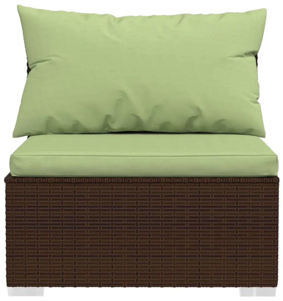 Set Divani da Giardino 9 pz con Cuscini in Polyrattan Marrone