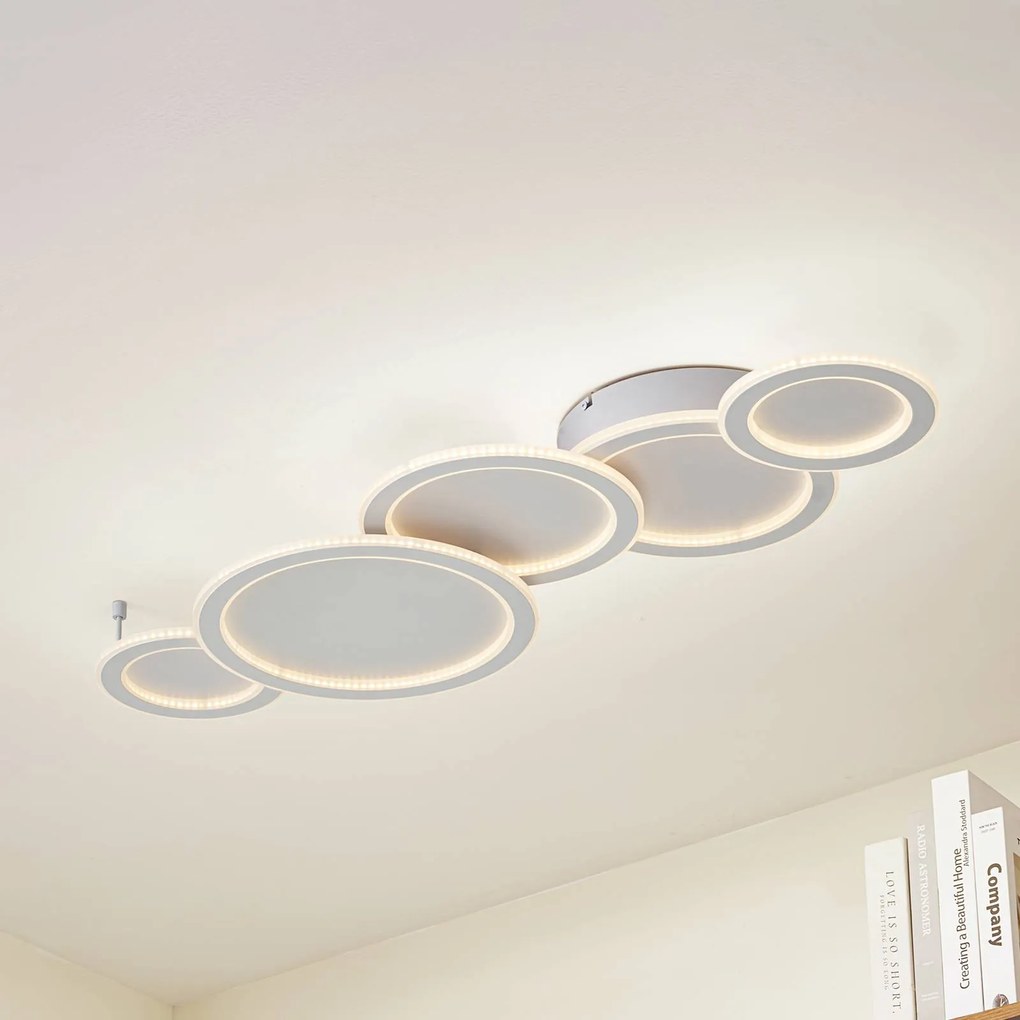 Plafoniera a LED Diala Lucande, dimmerabile, Bianco / Opale, Soggiorno / Sala da pranzo, Plastica, Moderno, Plafoniera LED