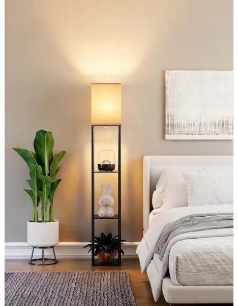 Lampada da terra con mensole 1xE27/40W/230V nero/bianco