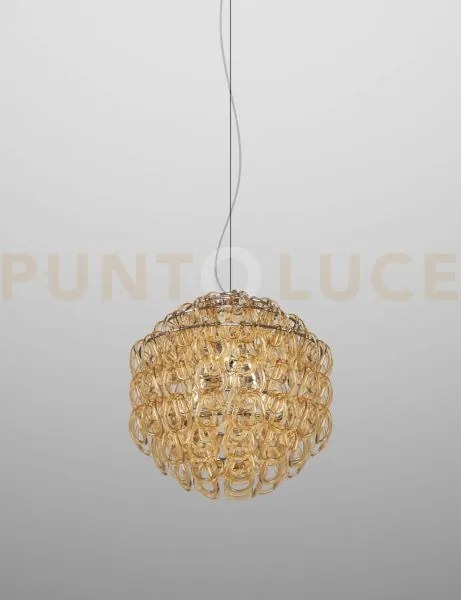 Giogali sospensione 50 cristallo ambra e cromo lucido 3 luci attacc...