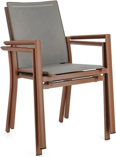 Sedia Da Esterno In Alluminio E Textilene Con Braccioli Konnor Terracotta Bizzotto