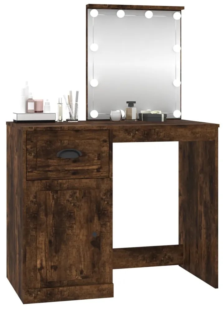 Toeletta con led rovere fumo 90x50x132,5cm legno multistrato
