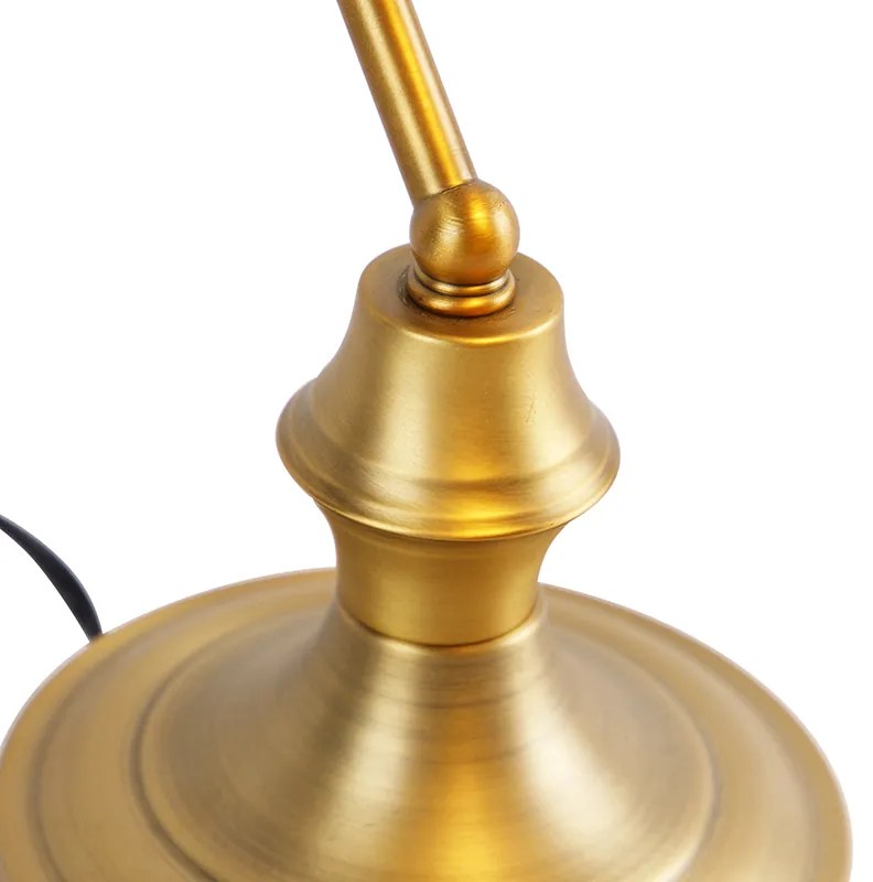 Lampada da tavolo classica da notaio in bronzo con vetro ambrato - Banker
