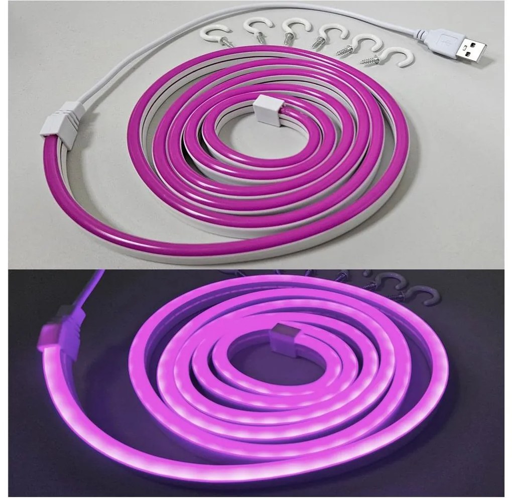 LED Striscia flessibile NEON LED/5V USB 1,8 m viola