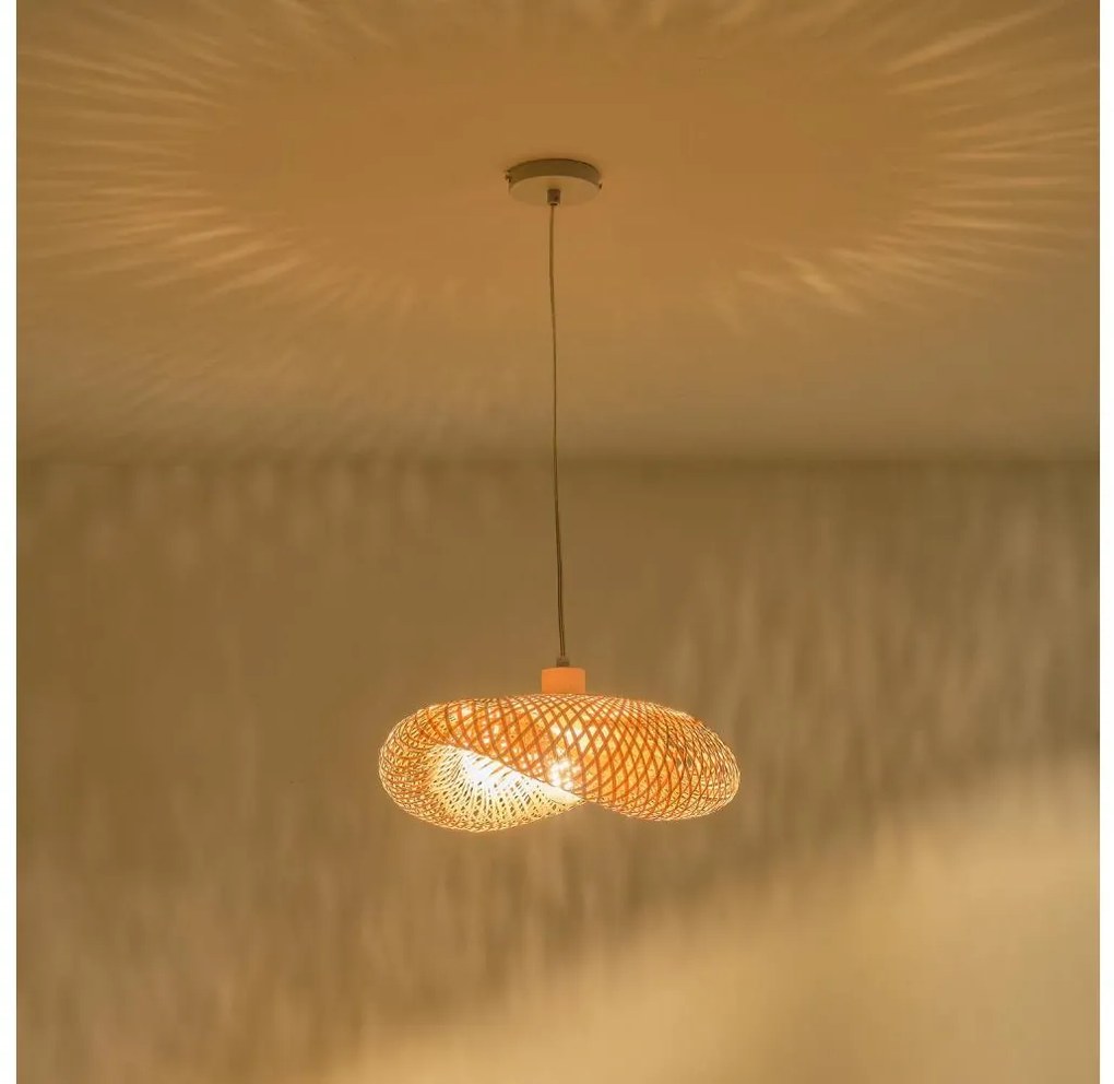 Lampadario a sospensione con filo 1xE27/40W/230V bambù