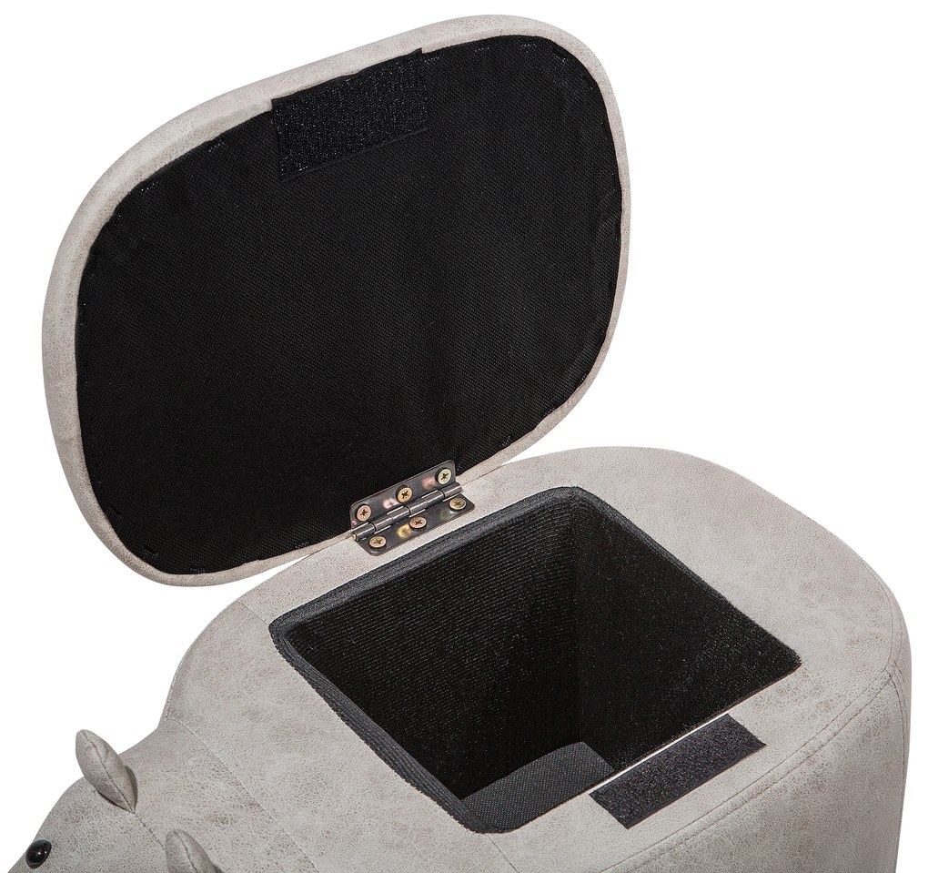Pouf in tessuto similpelle grigio chiaro HIPPO Beliani