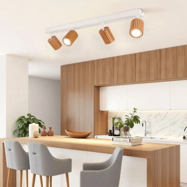 Brilagi - Faretto MODERN WOOD 4xGU10/8W/230V legno/bianco