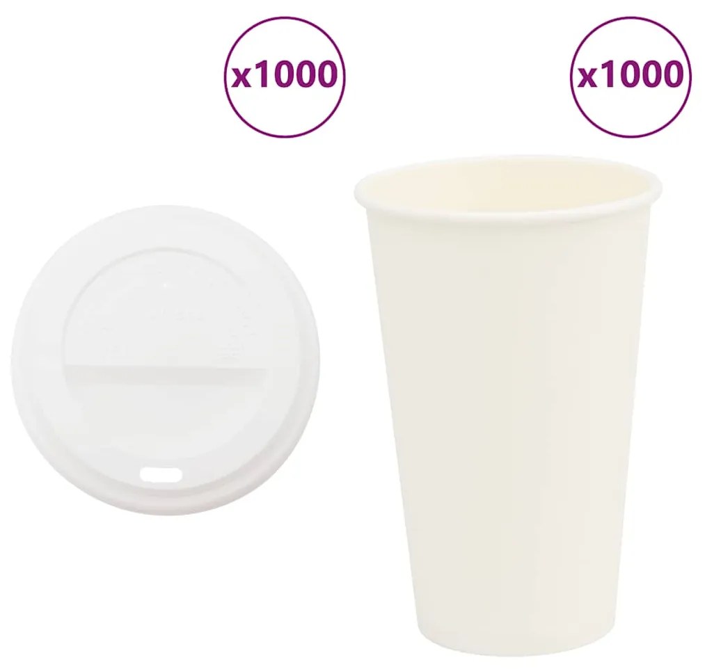 Tazze Da Caffè İn Carta Con Coperchi 1000 Pz 16oz 400 Ml /