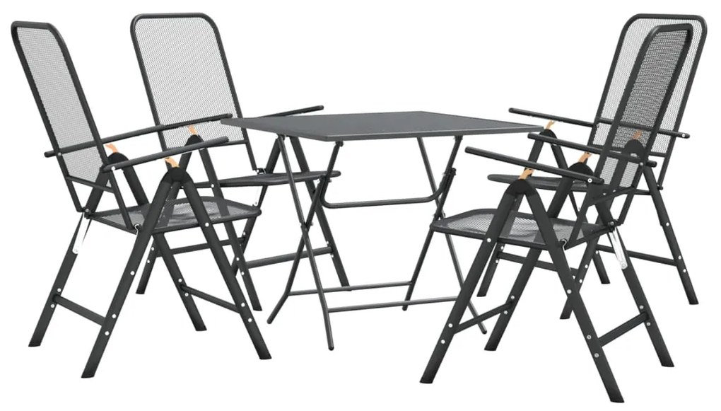 Set da pranzo per giardino 5pz rete metallica espansa antracite