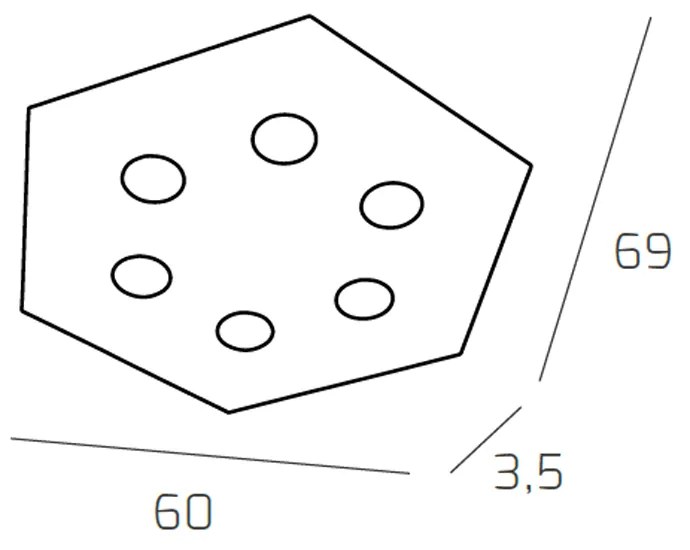 Plafoniera Moderna Esagonale Hexagon Metallo Bianco 6 Luci Led 12X6W