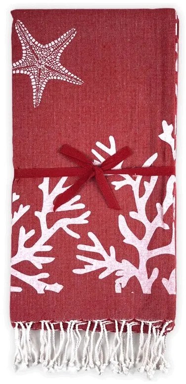 Telo Mare Fouta in cotone Marine  Colore Rosso