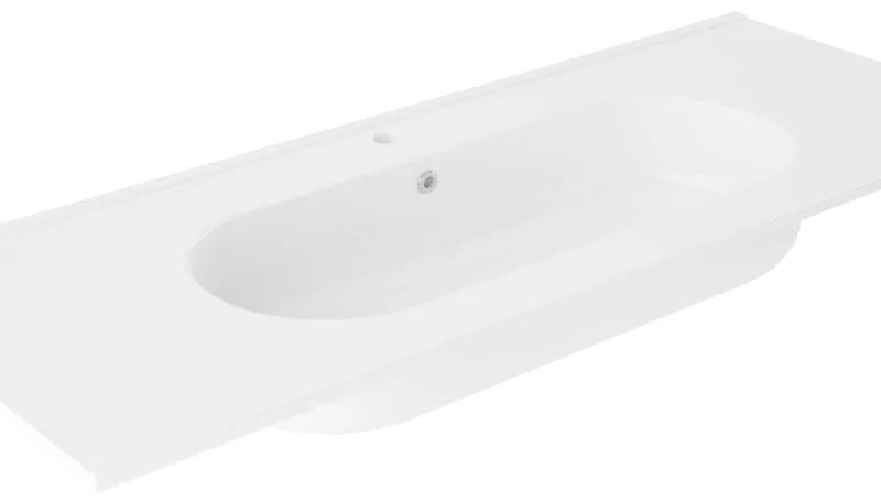 Lavabo integrale a incasso bacino al centro rettangolare Ada L 121 x H 18 x P 46 cm in ceramica bianco