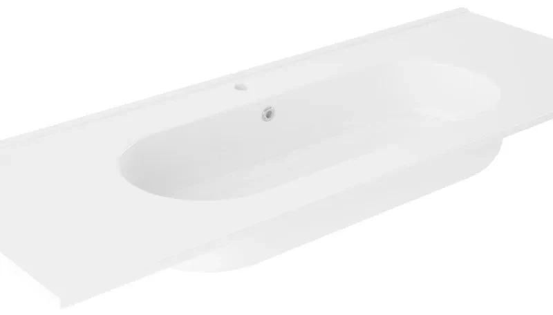Lavabo integrale rettangolare vasca centrale Ada L 121 x H 18 x P 46 cm in ceramica bianco
