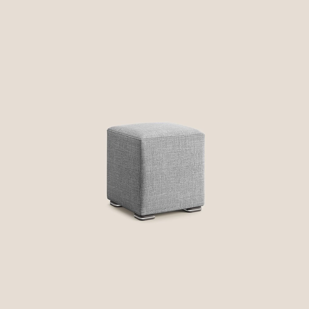 Cube pouf in morbido tessuto impermeabile ad intreccio melangiato T06 grigio