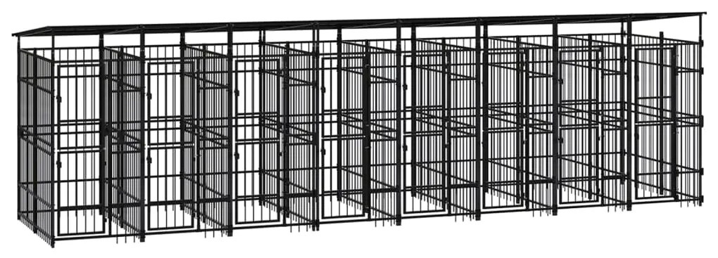 Gabbia Per Cani Da Esterno Con Tetto İn Acciaio 14,75 M² /