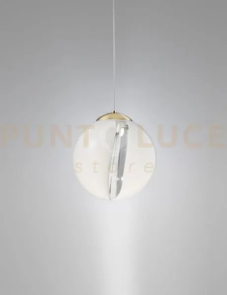 Poc sospensione 25l cristallo bianco ottone lucido 2 l32cc led 3000...