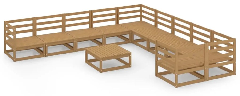 Set Divani da Giardino 11 pz in Legno Massello di Pino