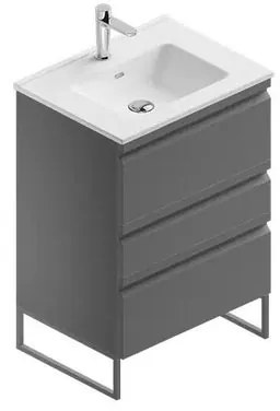 Mobile sottolavabo e lavabo Pull per vasca centrale grafite in mdf L 60 x H 56 x P 46 cm 3 cassetti