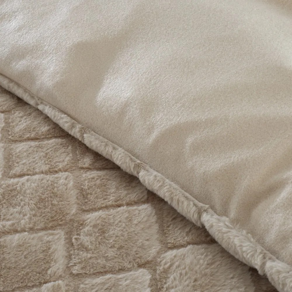 Biancheria da letto matrimoniale in micropile beige 200x200 cm Cosy Diamond - Catherine Lansfield