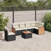 Set Divani da Giardino con Cuscini 7pz Nero Polyrattan 3227701