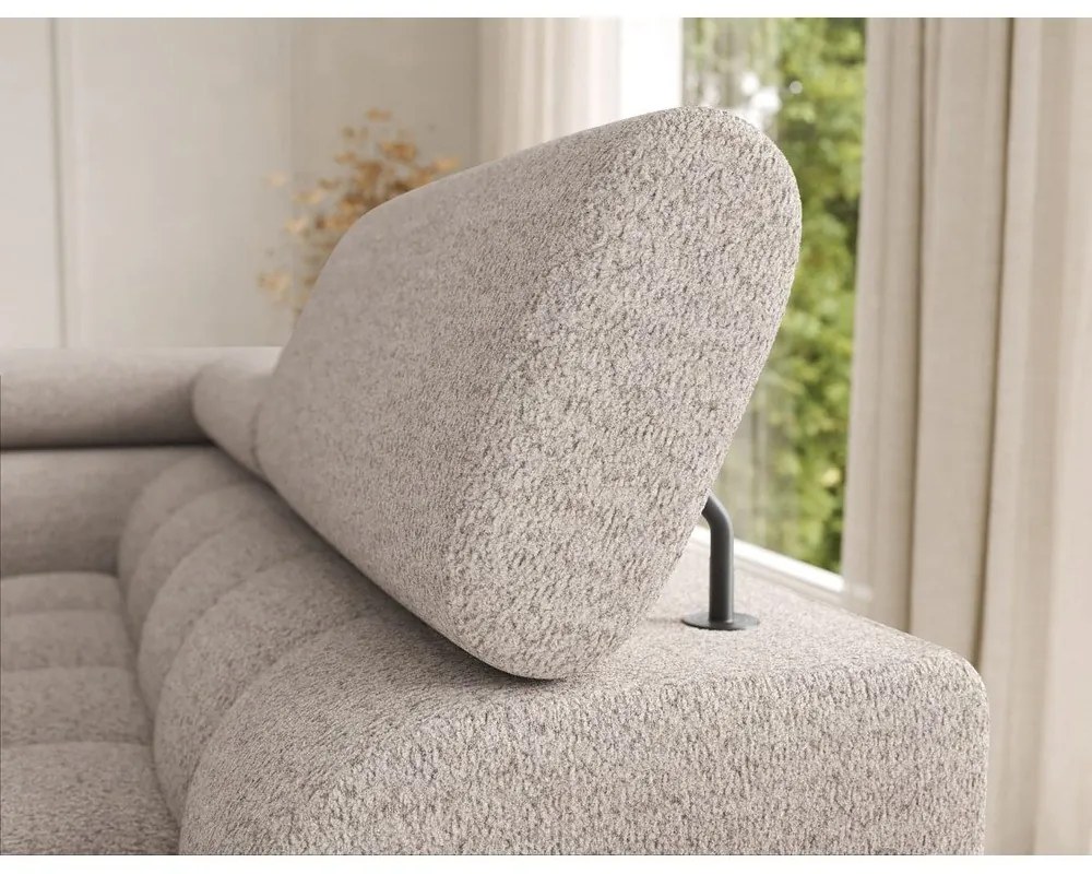 Divano angolare beige allungabile (con penisola a destra/a U) con rivestimento in bouclé Feraria – ELTAP