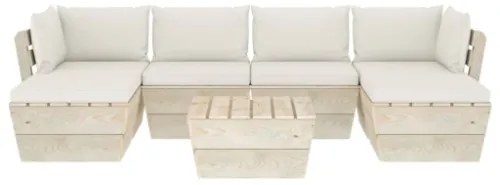 Set Divani da Giardino su Pallet 7 pz con Cuscini Legno Abete