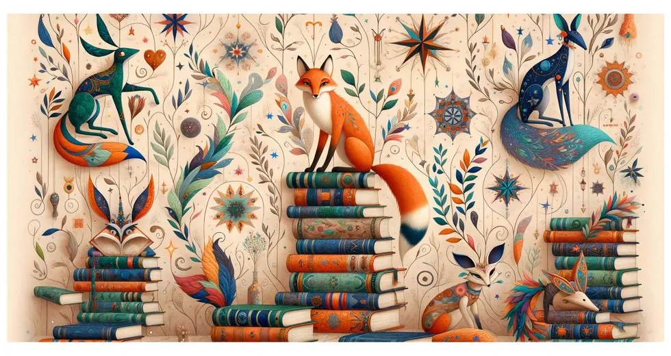 Quadro su tela – Volpe tra i libri