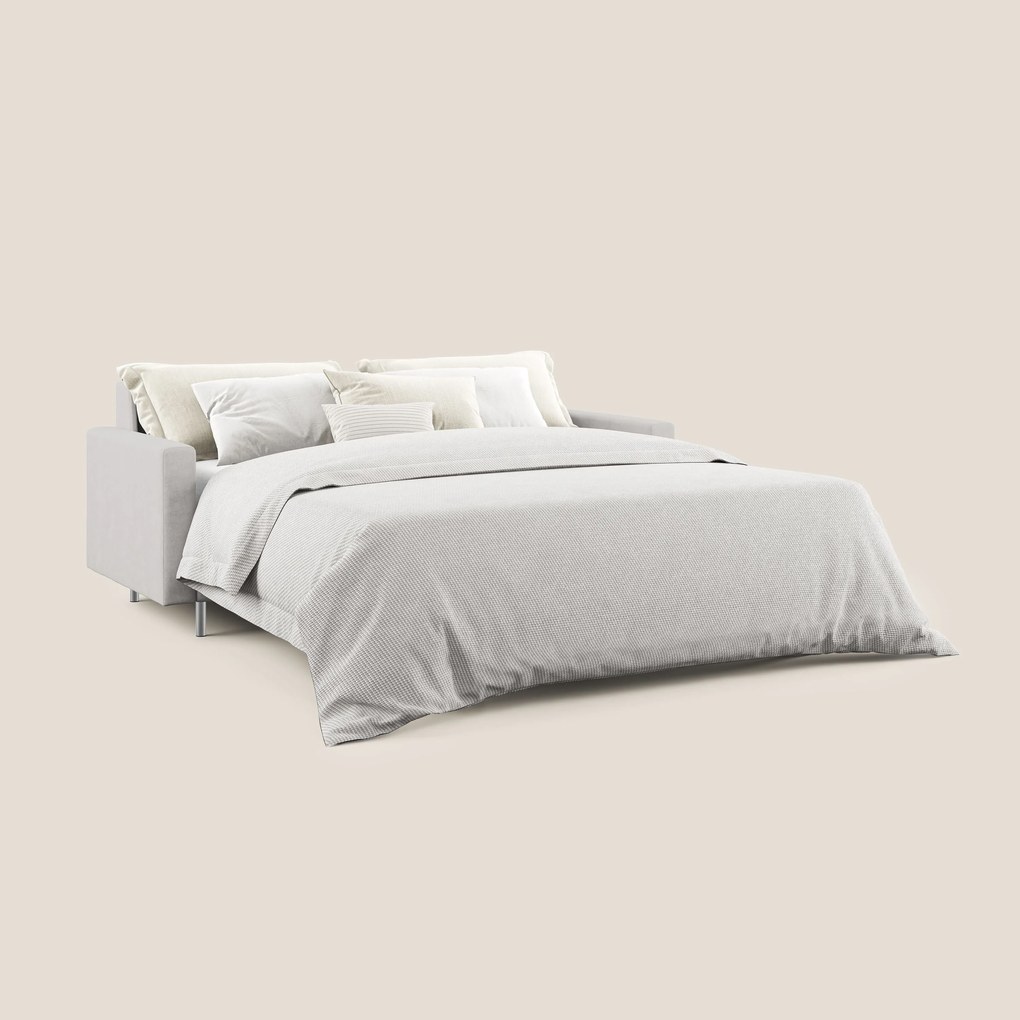 Megan divano letto matrimoniale in microfibra smacchiabile T11 grigio chiaro