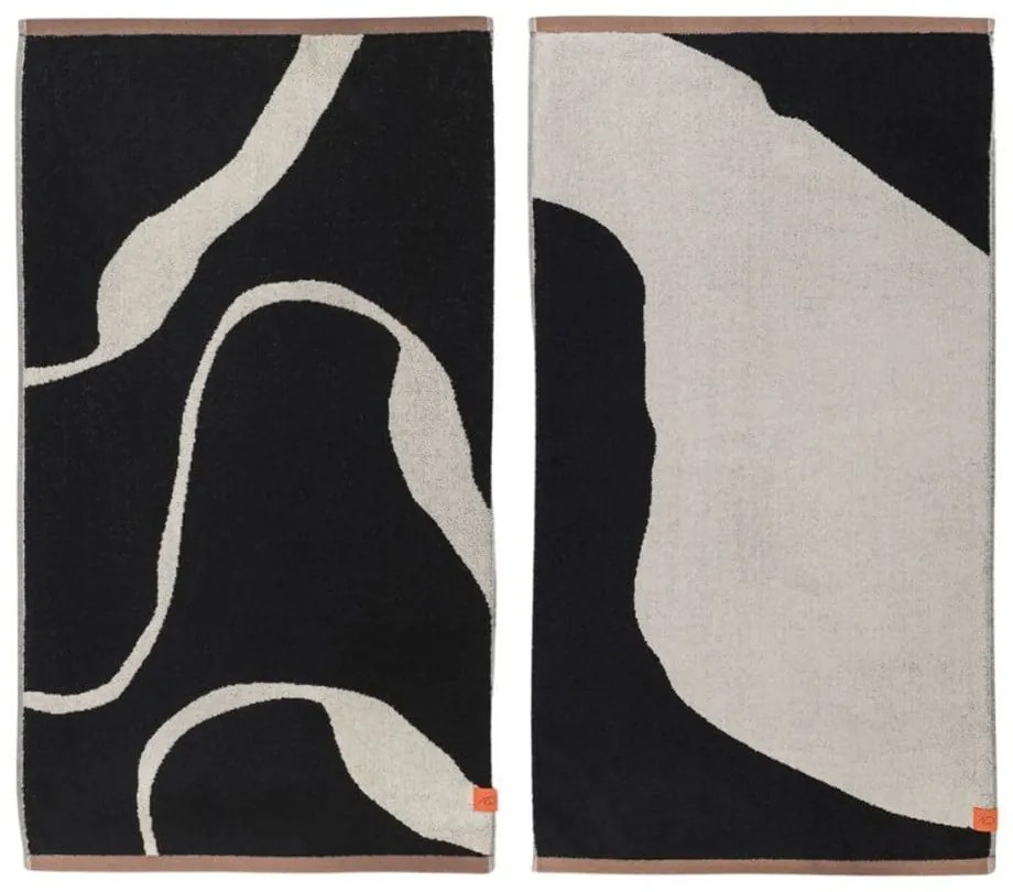 Asciugamani bianchi e neri in set da 2 pezzi in cotone biologico 50x90 cm Nova Arte - Mette Ditmer Denmark