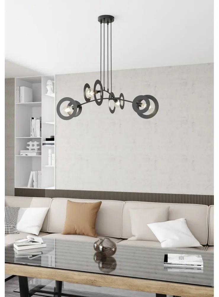 Lampadario a sospensione in acciaio EUFORIA 4 nero 4xE27 Colore del corpo Nero