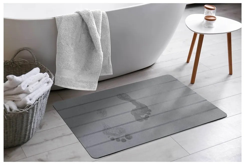 Tappetino per il bagno grigio 50x70 cm Baline – douceur d'intérieur