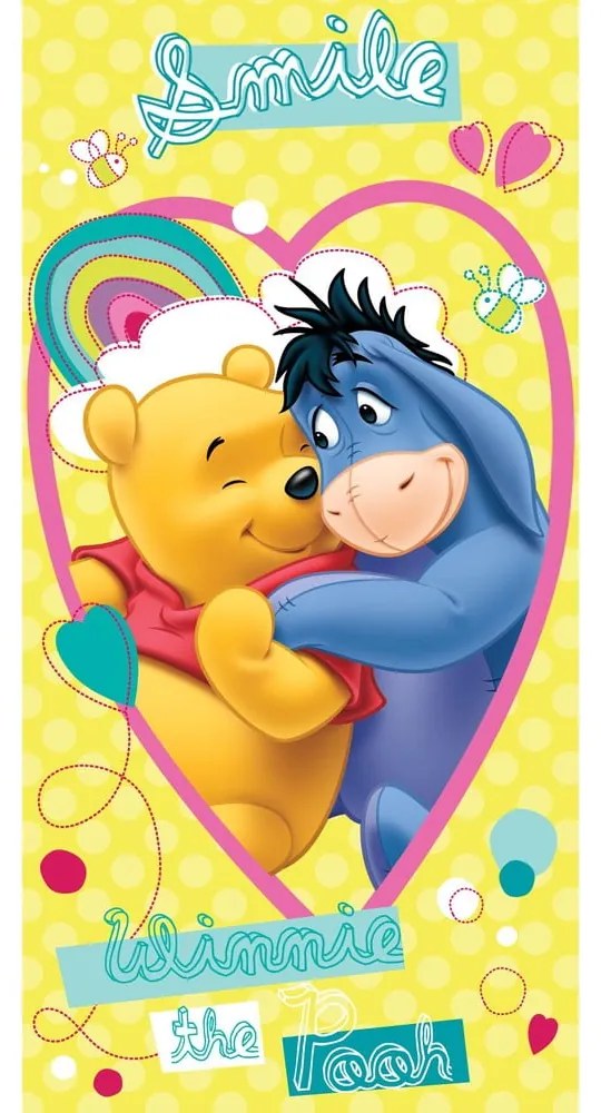 Asciugamano per bambini giallo in cotone 70x140 cm Winnie the Pooh "Smile" – Jerry Fabrics